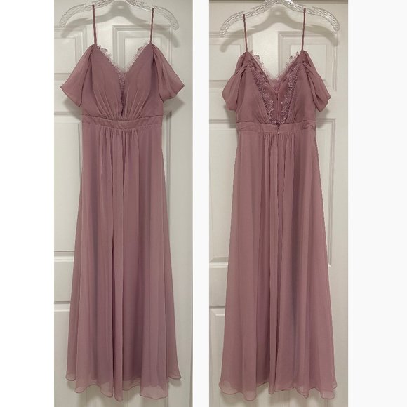 Crystal Trim Structured Bodice Lace-Up Back Dress Vintage Mauve